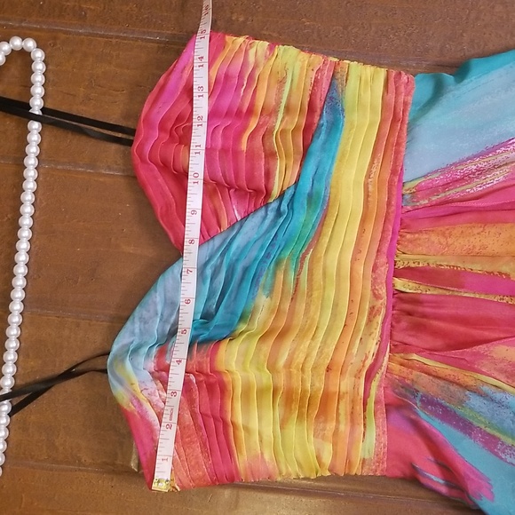 Laundry By Shelli Segal Multi Color Chiffon Strapless High Low Maxi Dress - Picture 8 of 13